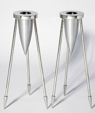 Steel Rocket Candlesticks by Laura Cowan