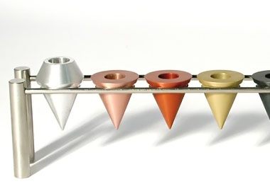 Cone Menorah (Rainbow) by Laura Cowan